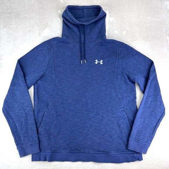 Under Armour Sweatshirt Womens L‎ Blue Loose Fit Slouchy Funnel Neck Pullover - Picture 1 of 6